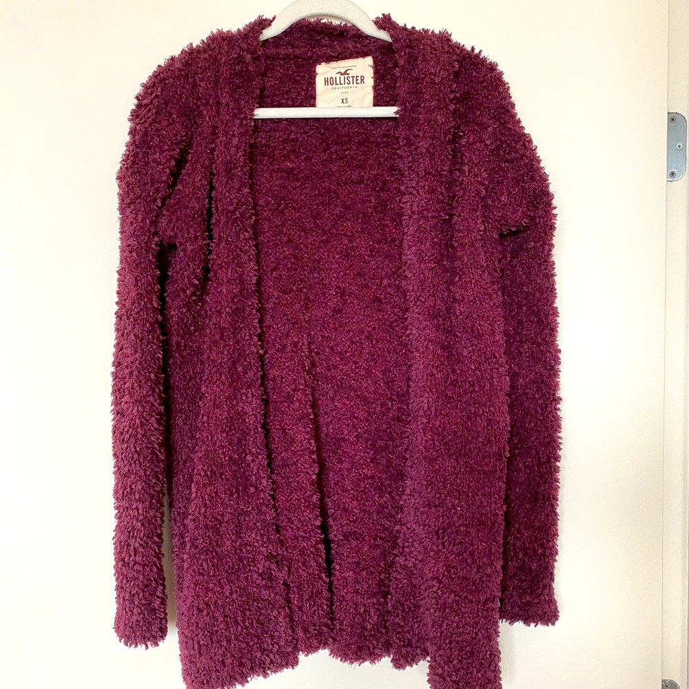 Hollister XS Fuzzy Fuchsia Cardigan